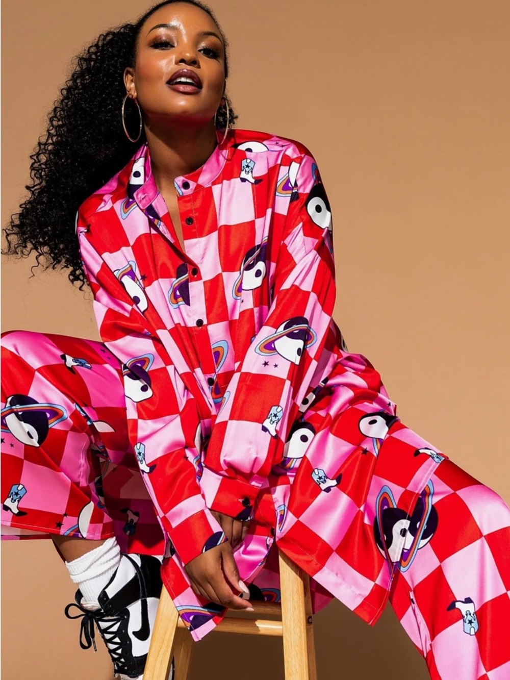 Dressed in Lala Satin Playsuit in Cosmic Cowgirl- TOP ONLY